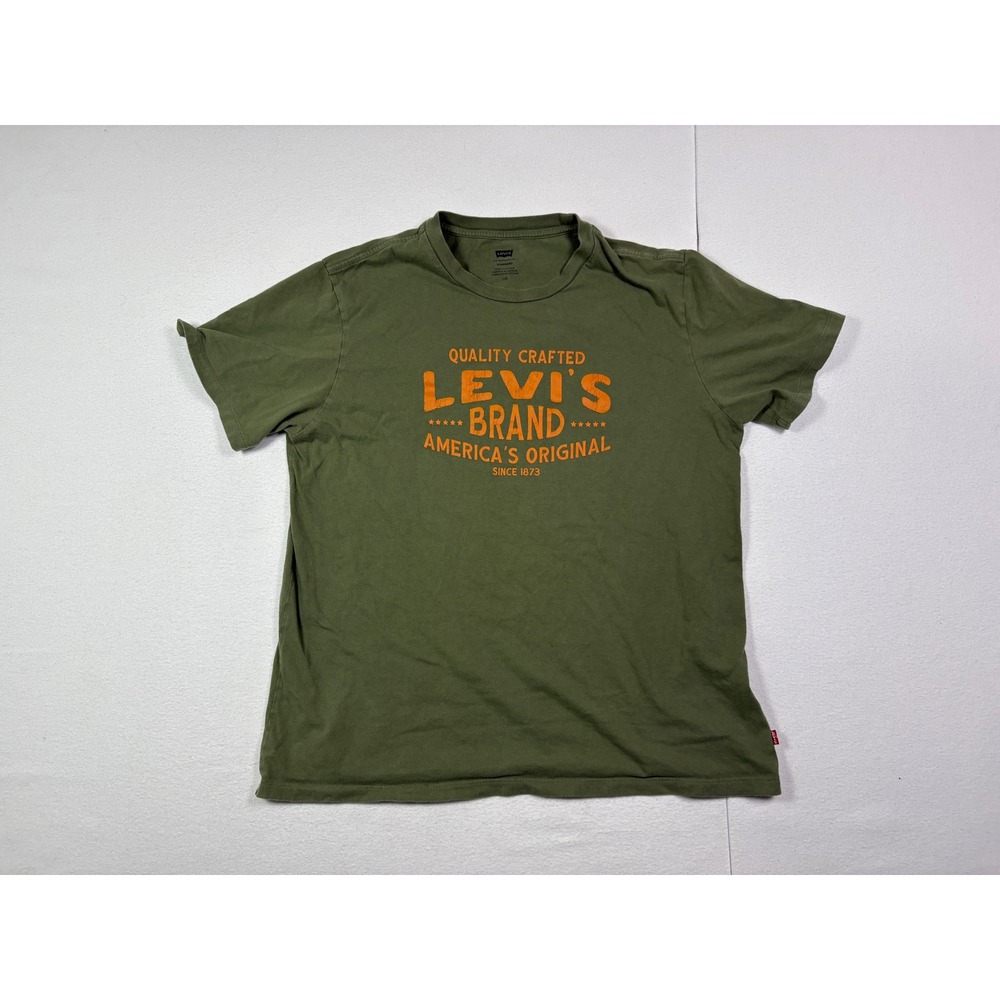 Levis Mens Graphic T-Shirt Olive Green Large Americas Original Cotton Tee